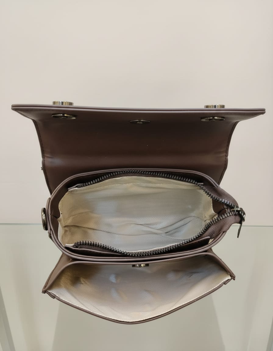 Import Premium PU Sling Bag for Women & Girls | Stylish Printed Crossbody Handbag with Flap & Zip Closure | Compact 2 Compartment Shoulder Bag | Brown Print
