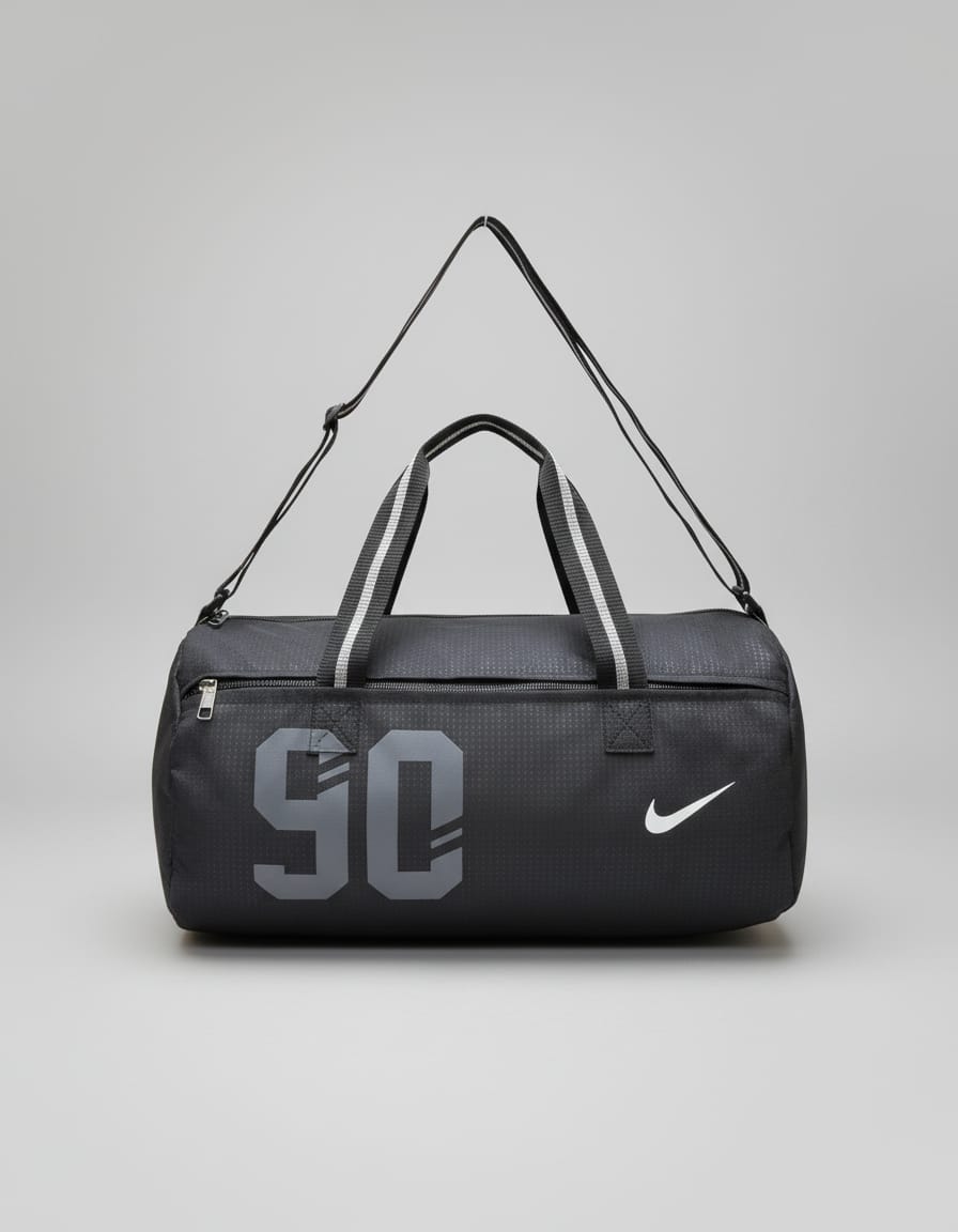 Nike Import Waterproof Gym Bag for Men & Women | Premium Sports Duffel with Shoulder Strap | Large Travel & Workout Bag | Durable Zipper Closure | Grey & Black