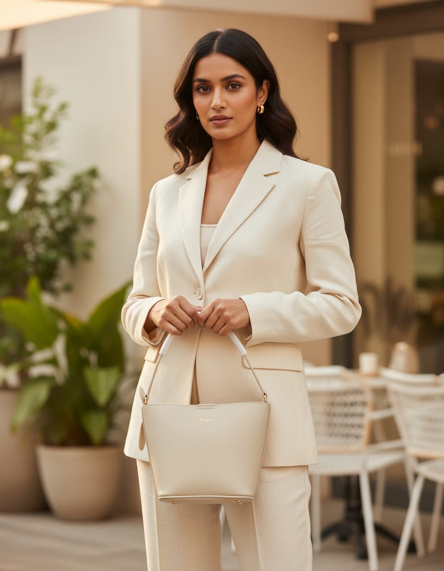 Adda Premium PU Fancy Handbag for Women | Stylish Top Handle & Sling Bag with 3 Compartments | Elegant Daily & Party Use Handbag | Cream
