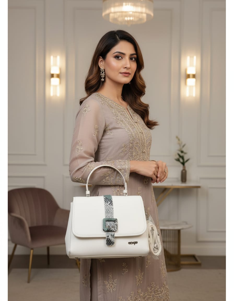 Edge Premium Party Look Handbag for Women | Stylish Sling & Shoulder Bag with 2 Compartments | Elegant Occasion & Daily Use Handbag | White