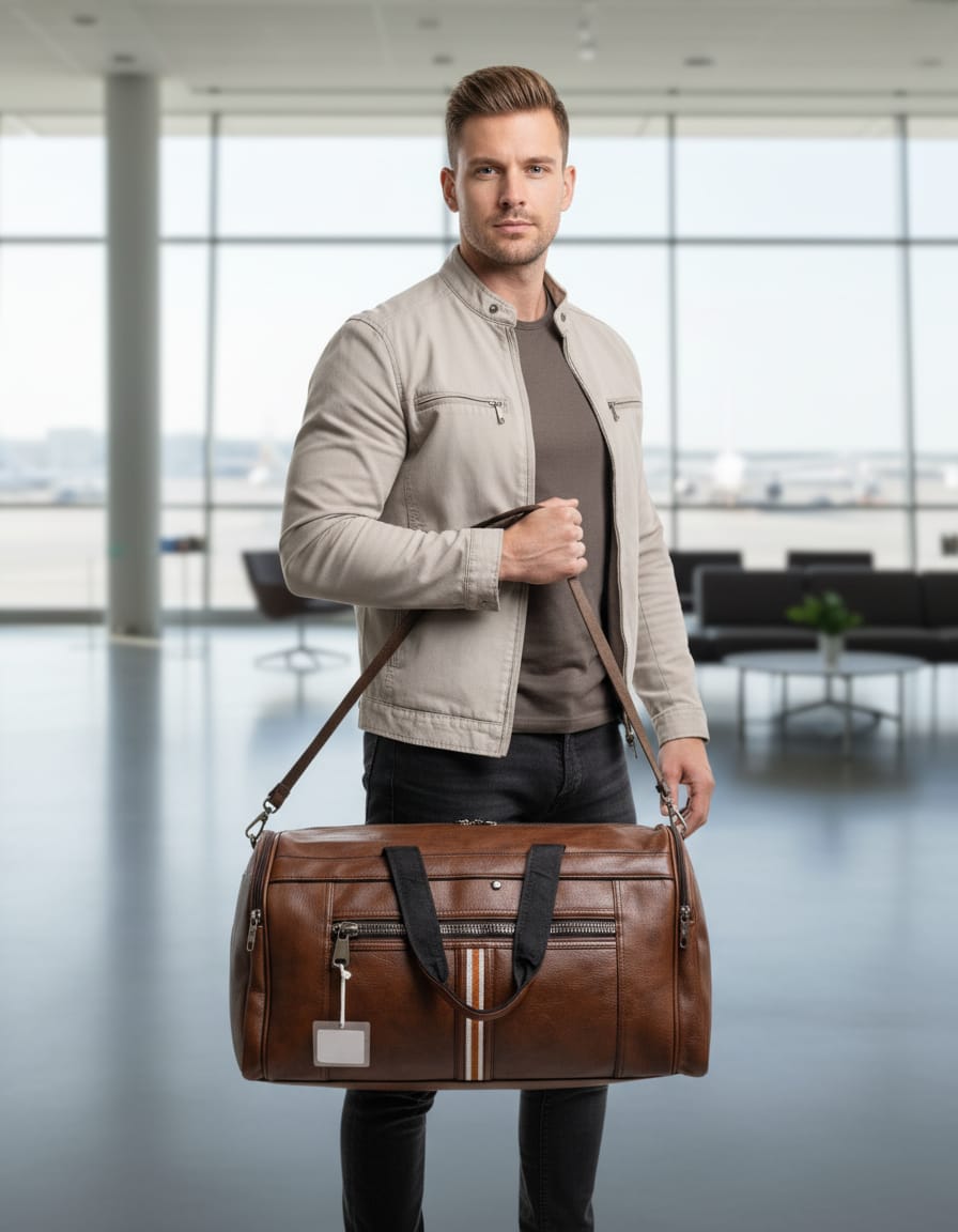 Premium Duffel Bag for Men & Women | Stylish Travel & Gym Bag with Adjustable Shoulder Strap | Large Capacity Sports & Overnight Carry Bag | Brown