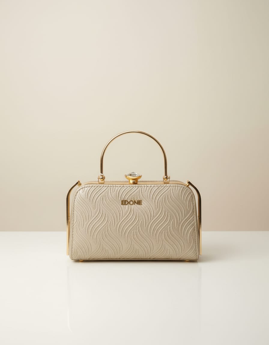Premium Party Wear Clutch for Women | Elegant Frame Lock Evening Handbag with Chain Strap | Stylish Designer Clutch for Wedding & Party | Pink & Gold