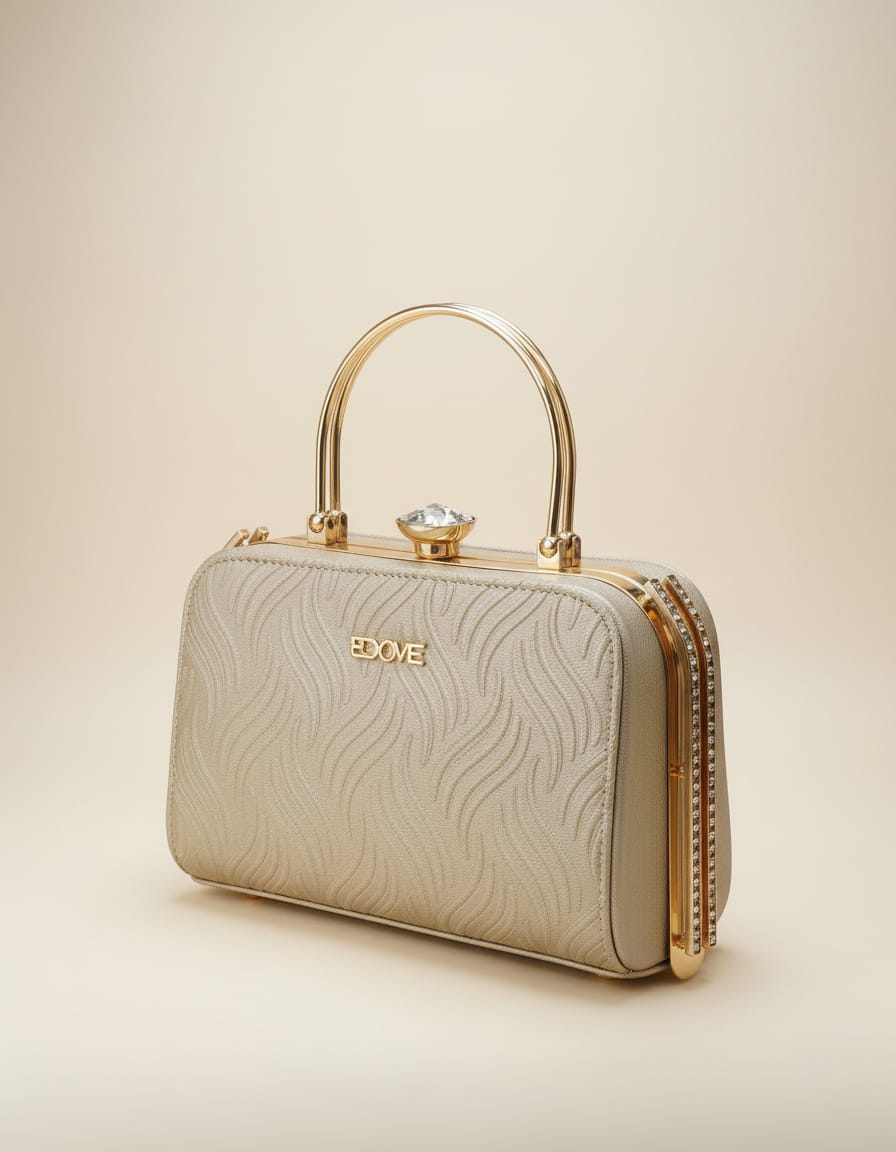 Premium Party Wear Clutch for Women | Elegant Frame Lock Evening Handbag with Chain Strap | Stylish Designer Clutch for Wedding & Party | Pink & Gold