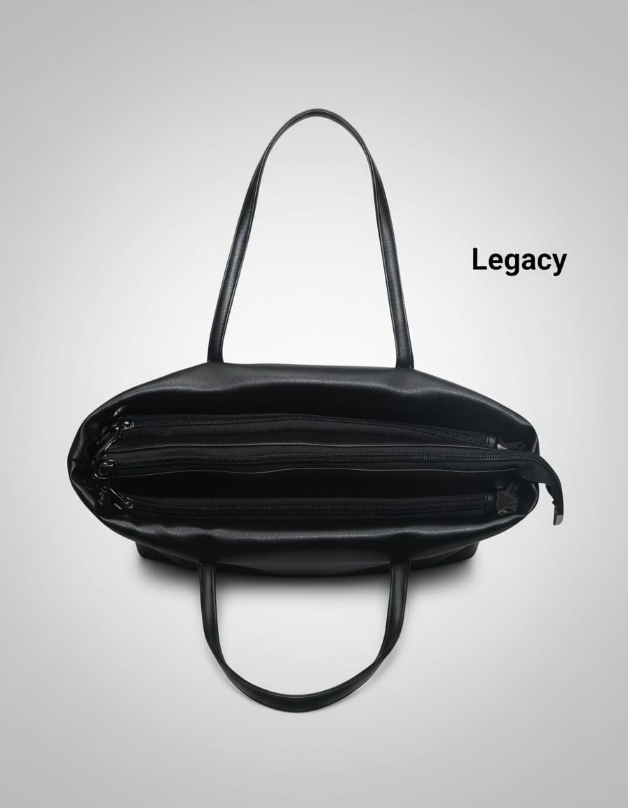 Premium Soft PU Office Bag for Women | Stylish Shoulder Handbag with 3 Zip Compartments | Large Capacity Work & Daily Use Laptop Style Bag | Black