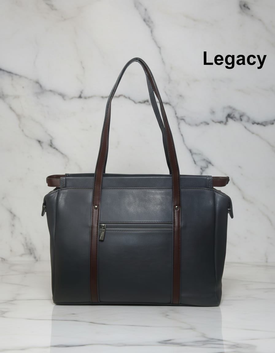 Legacy Premium Soft PU Laptop Bag for Men & Women | Stylish Office Shoulder Bag with Dual Compartments | Large Capacity Work & Business Handbag | Grey, Light Brown, Dark Brown