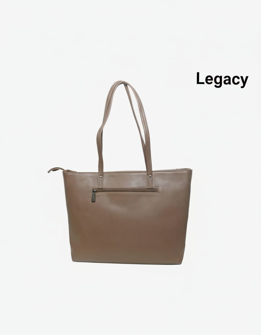 Legacy Premium Soft PU Laptop Bag for Men & Women | Stylish Office Shoulder Bag with Dual Compartments | Large Capacity Work & Business Handbag | Grey, Light Brown, Dark Brown