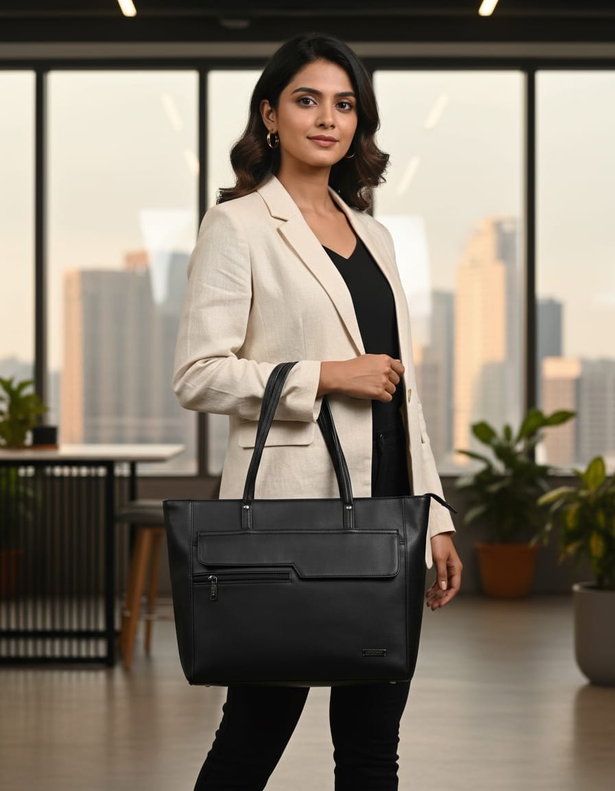 Legacy Premium Soft PU Laptop Bag for Men & Women | Stylish Office Shoulder Bag with Dual Compartments | Large Capacity Work & Business Handbag | Black, Light Brown, Dark Brown, Green