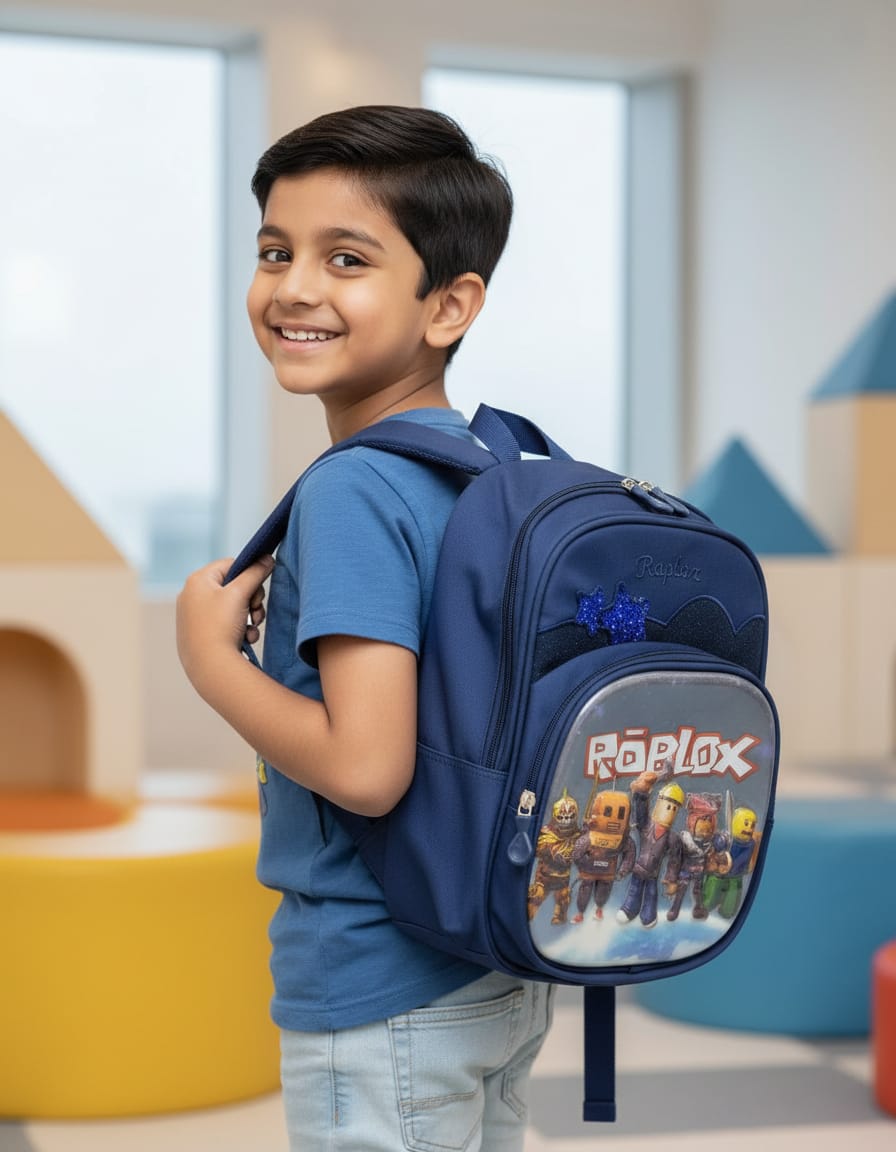 Premium Heavy Canvas School Bag for Boys | Durable & Spacious Backpack with 3 Compartments | Strong Daily Use School Bag | Blue