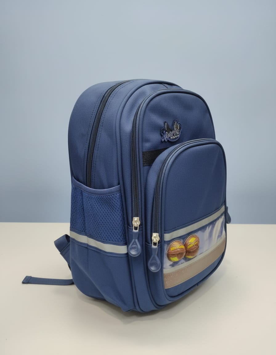 Premium Heavy Canvas School Bag for Boys | Durable & Spacious Backpack with 3 Compartments | Strong Daily Use School Bag | Blue
