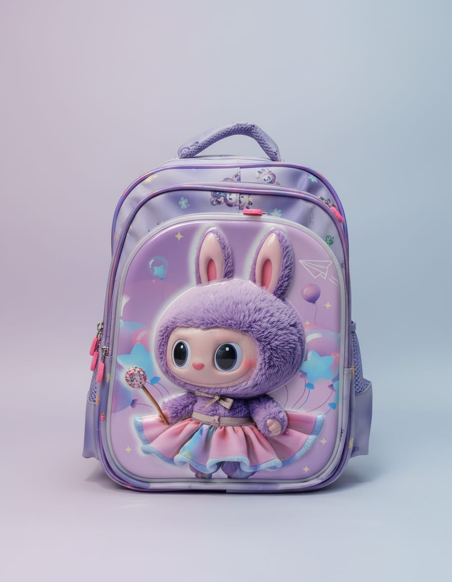 Premium Heavy Canvas School Bag for Girls | Durable & Stylish Backpack with 3 Compartments | Comfortable Daily Use School Bag | Mauve