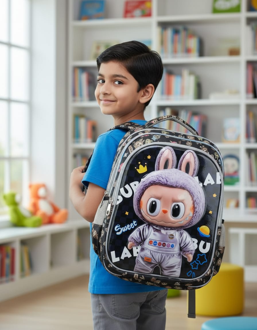 Premium Heavy Canvas School Bag for Boys | Durable & Stylish Backpack with 3 Compartments | Strong Daily Use School Backpack | Black