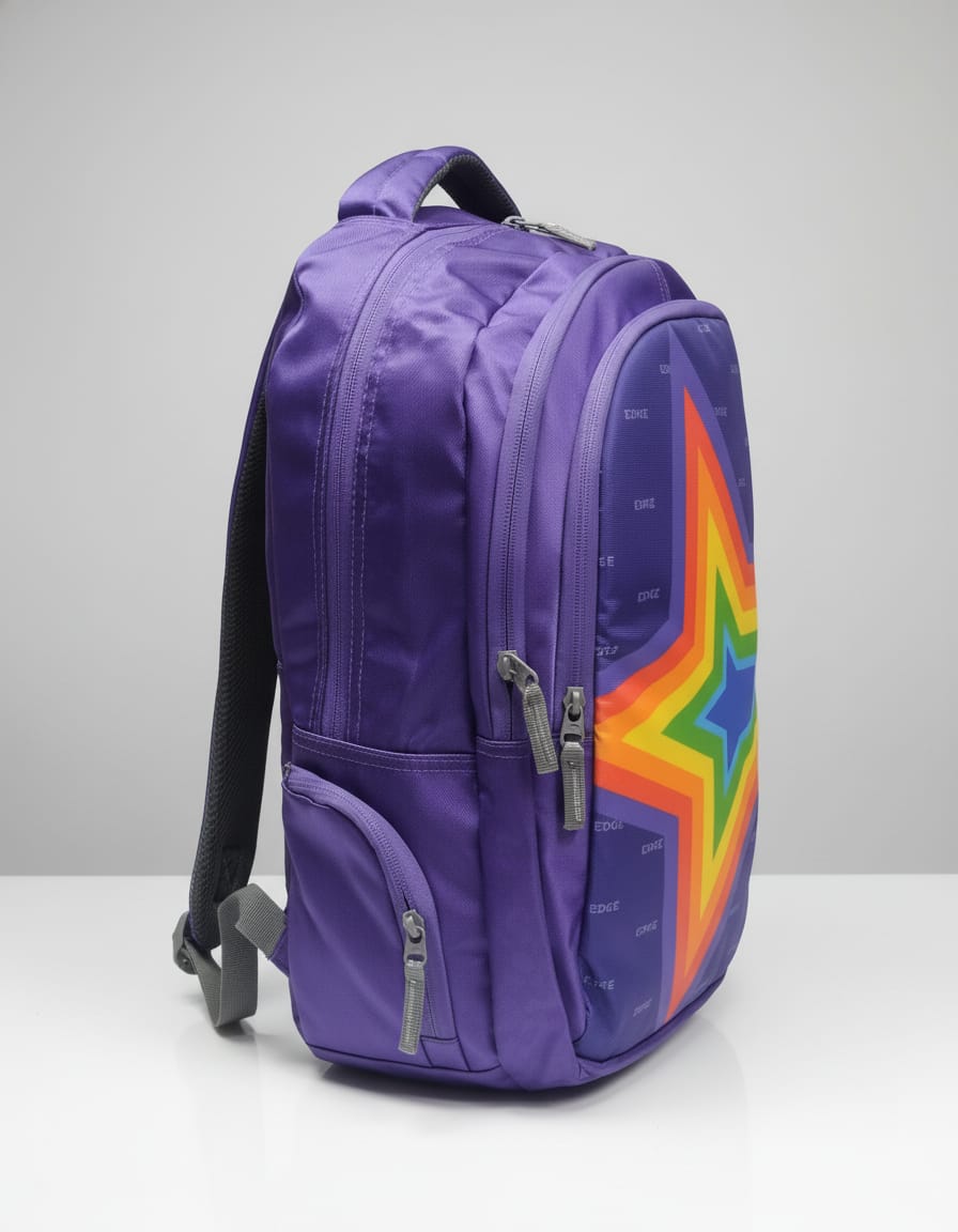 Edge Premium Waterproof School Bag for Students (Class 7th–12th) | Stylish & Durable Backpack with 3 Compartments & 4 Zip Pockets | Large Capacity School Backpack | Purple & Black