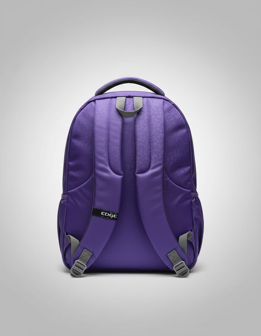 Edge Premium Waterproof School Bag for Students (Class 7th–12th) | Stylish & Durable Backpack with 3 Compartments & 4 Zip Pockets | Large Capacity School Backpack | Purple & Black