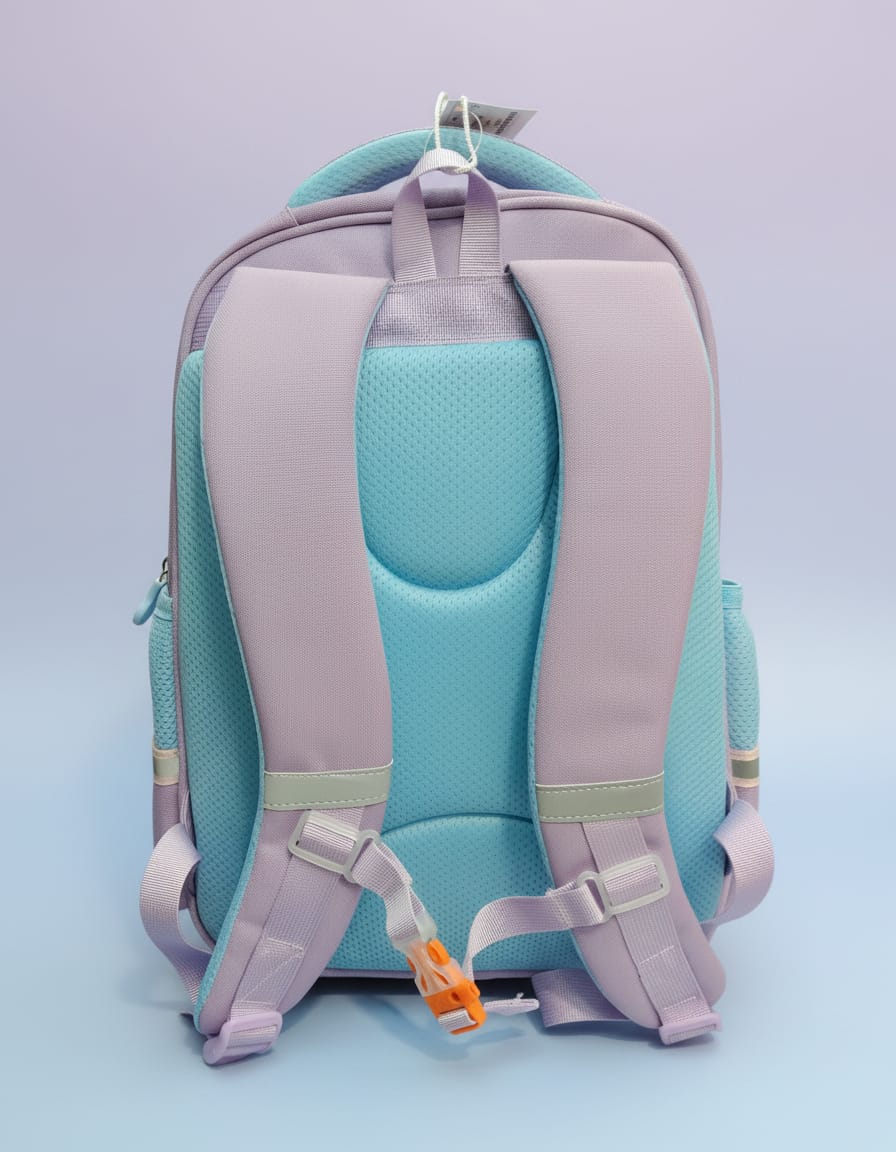 Premium Waterproof School Bag for Kids (Class 2nd) | Large Capacity Backpack with 3 Compartments & 4 Zip Pockets | Durable & Comfortable School Bag | Light Mauve