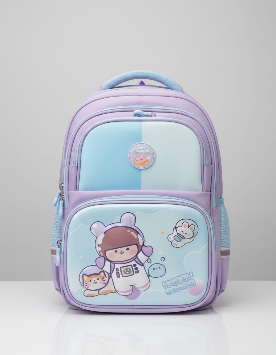 Premium Waterproof School Bag for Kids (Class 2nd) | Large Capacity Backpack with 3 Compartments & 4 Zip Pockets | Durable & Comfortable School Bag | Light Mauve