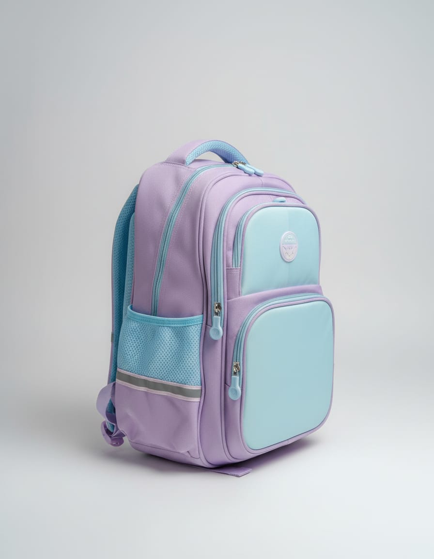 Premium Waterproof School Bag for Kids (Class 2nd) | Large Capacity Backpack with 3 Compartments & 4 Zip Pockets | Durable & Comfortable School Bag | Light Mauve