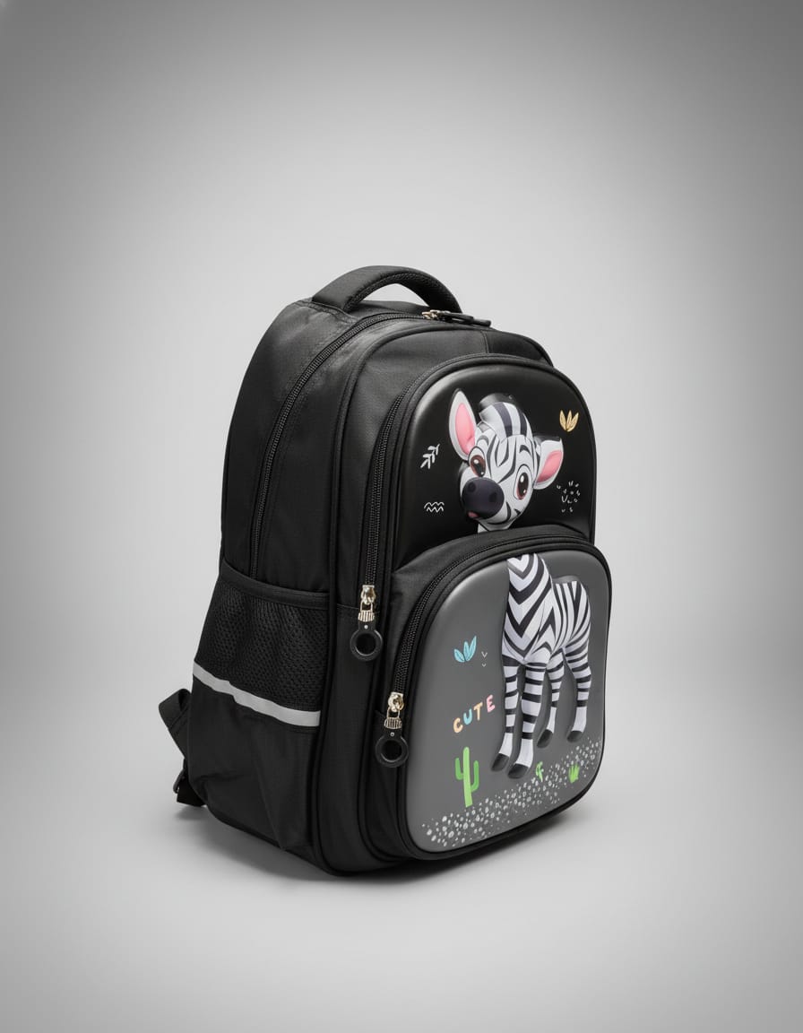 Premium Waterproof School Bag for Kids (Class 2nd) | Durable & Lightweight Backpack with 3 Compartments | Comfortable Daily School Bag | Black