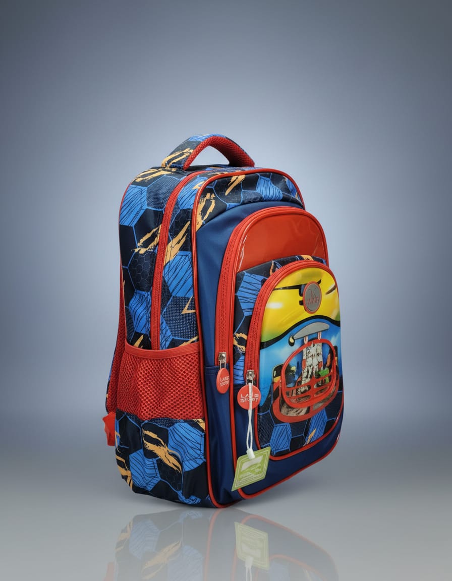 Lavie Sport Premium Waterproof School Bag for Kids (Class 2nd) | Durable & Lightweight Backpack with 3 Compartments | Stylish Daily Use School Bag | Bluish Red