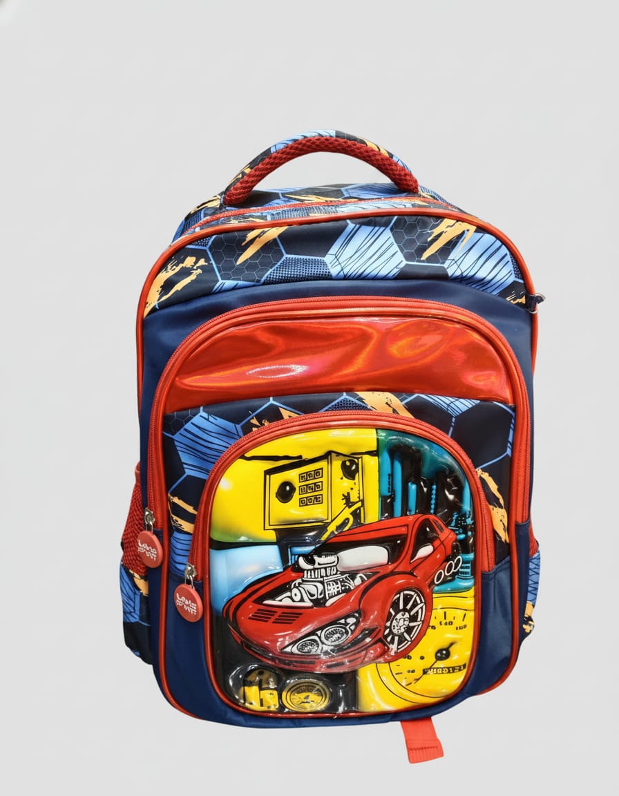 Lavie Sport Premium Waterproof School Bag for Kids (Class 2nd) | Durable & Lightweight Backpack with 3 Compartments | Stylish Daily Use School Bag | Bluish Red