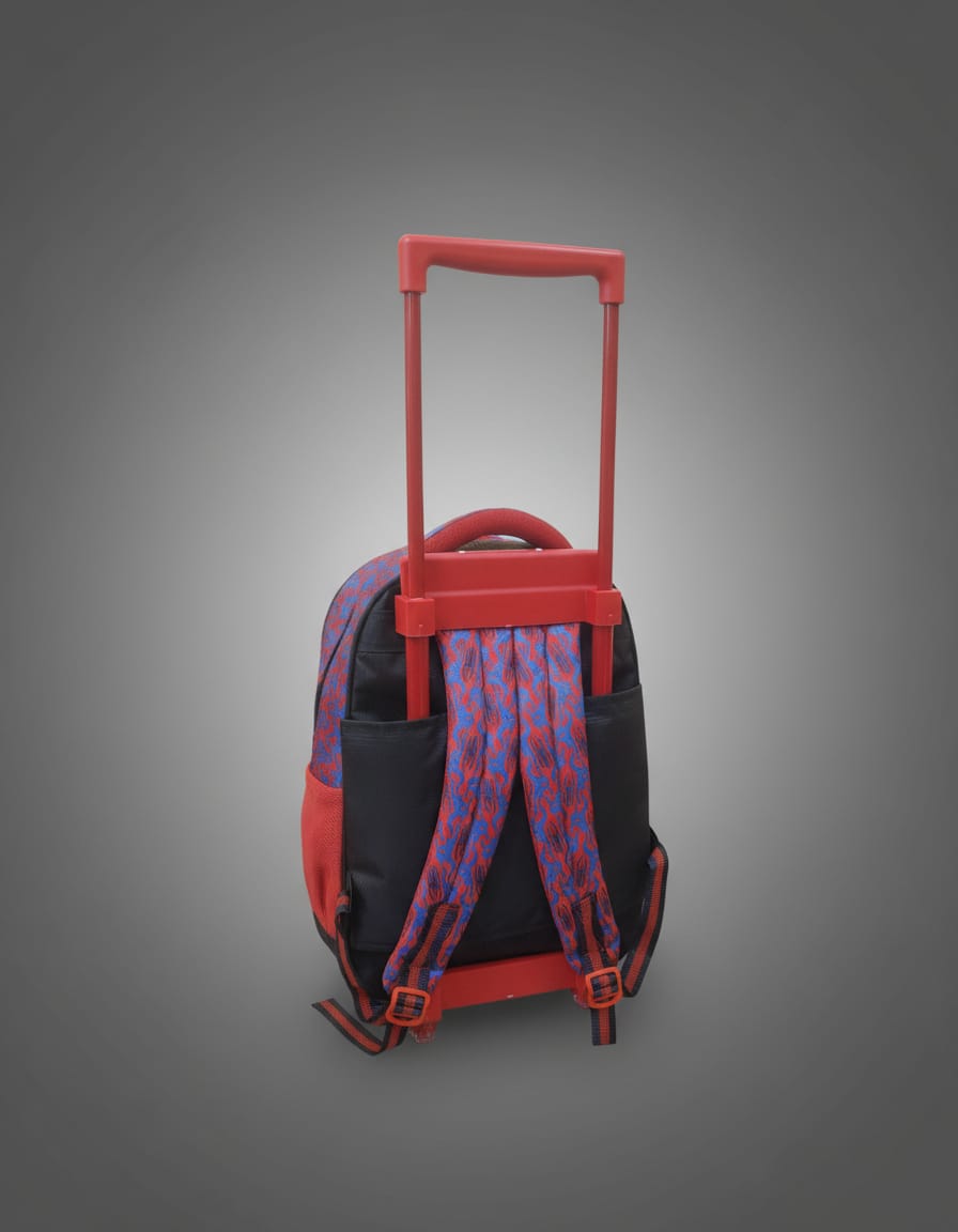 Premium Waterproof Trolley School Bag for Kids (Class 1st–2nd) | Rolling Backpack with Wheels & 4 Zip Pockets | Spacious School Bag with Handle | Reddish Blue