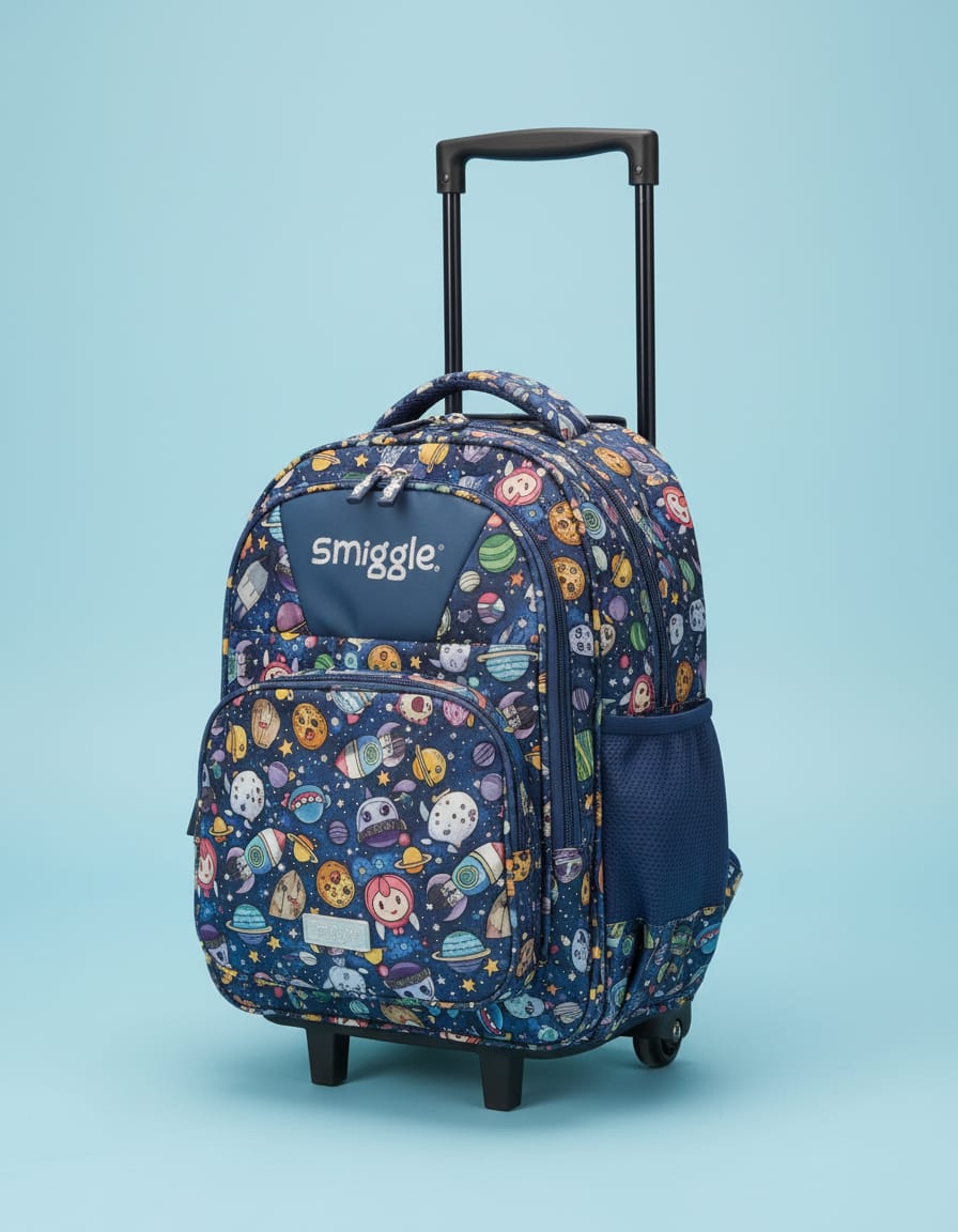 Premium Waterproof Trolley School Bag for Kids (Class 1st–2nd) | Rolling Backpack with Wheels & 4 Compartments | Durable Large Capacity School Bag with Handle | Blue