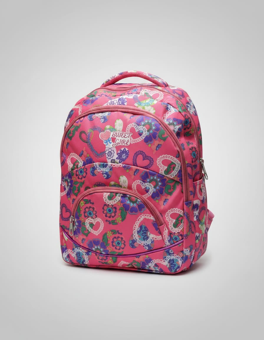 Premium Waterproof School Bag for Kids (Class 1st–2nd) | Compact Backpack with 4 Compartments & Multiple Pockets | Durable & Comfortable School Bag | Pink