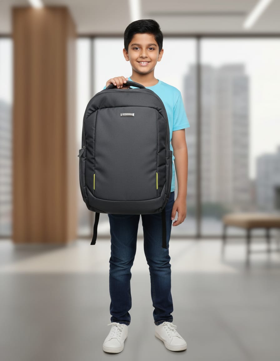 Premium Waterproof School Bag with Laptop Compartment for Students (Class 6th–10th) | Durable Backpack with 3 Compartments & Multi Pockets | Large Capacity School & Laptop Bag | Blue, Grey, Black