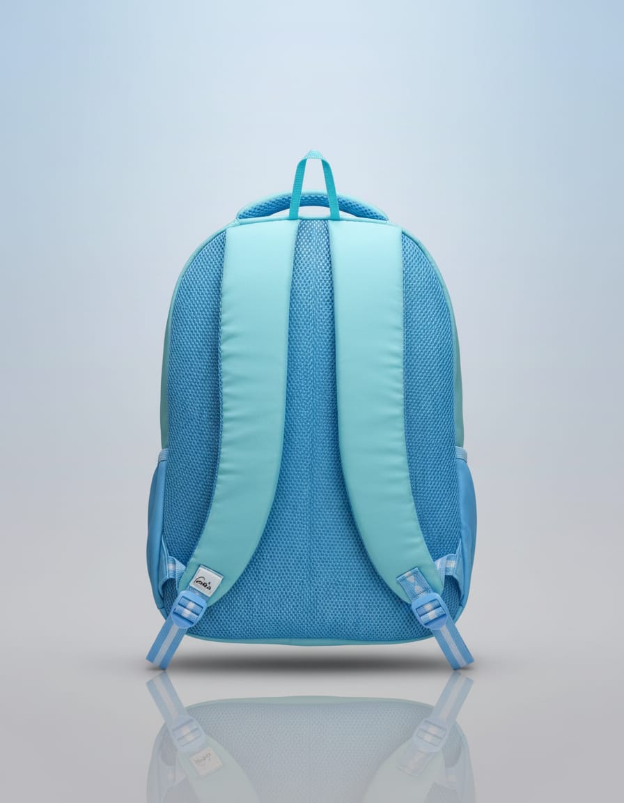 Genie Premium Waterproof School Bag with Laptop Compartment for Kids (Class 4th–5th) | Durable Backpack with 4 Compartments & Dual Bottle Holders | Large Capacity School Bag | Sky Blue