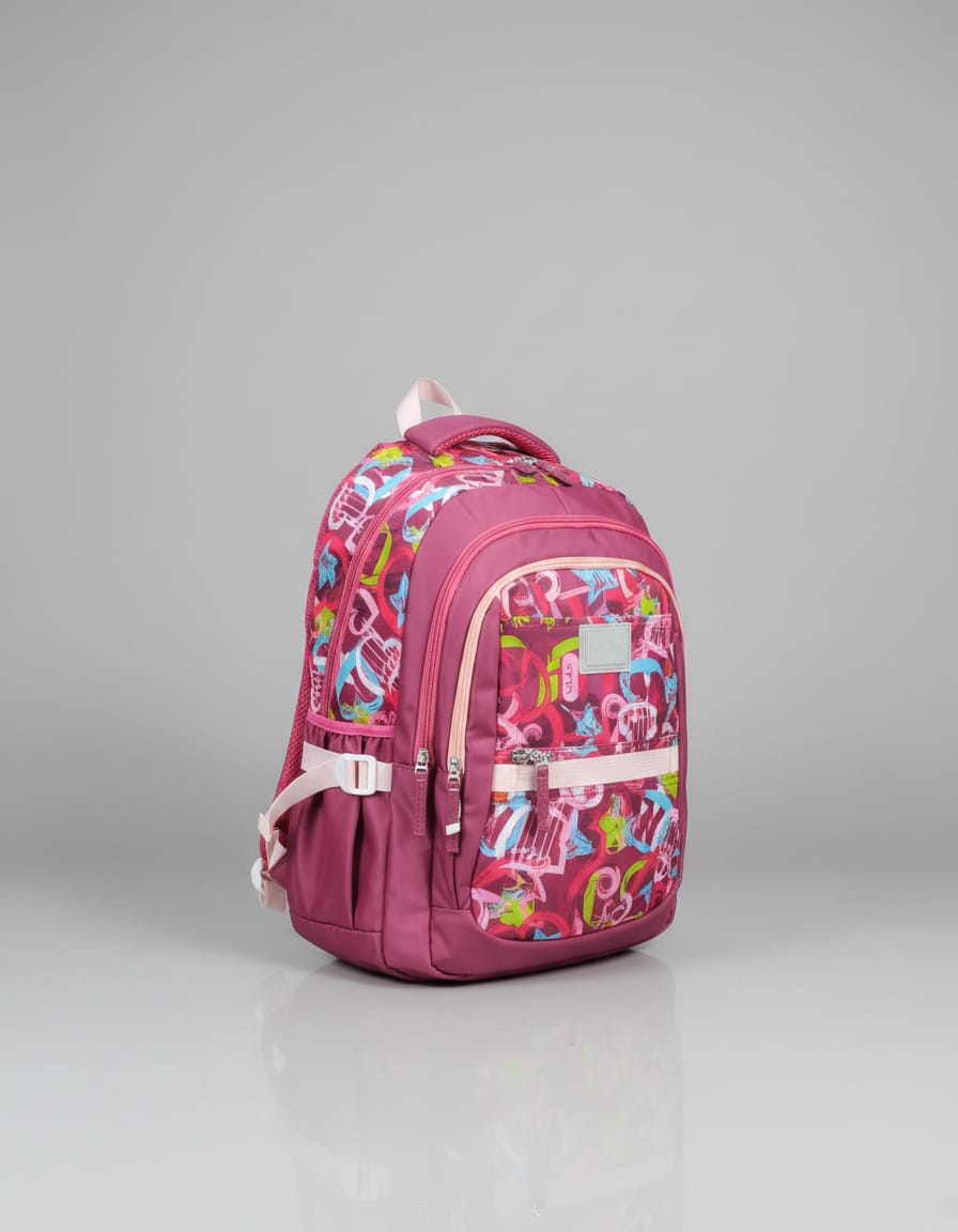 Lavie Sport Premium Waterproof School Bag with Laptop Compartment & 5 Sections for Students (Class 6th–10th) | Large Capacity Backpack with Dual Bottle Holders | Stylish Pink