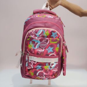 Lavie Sport Premium Waterproof School Bag with Laptop Compartment & 5 Sections for Students (Class 6th–10th) | Large Capacity Backpack with Dual Bottle Holders | Stylish Pink