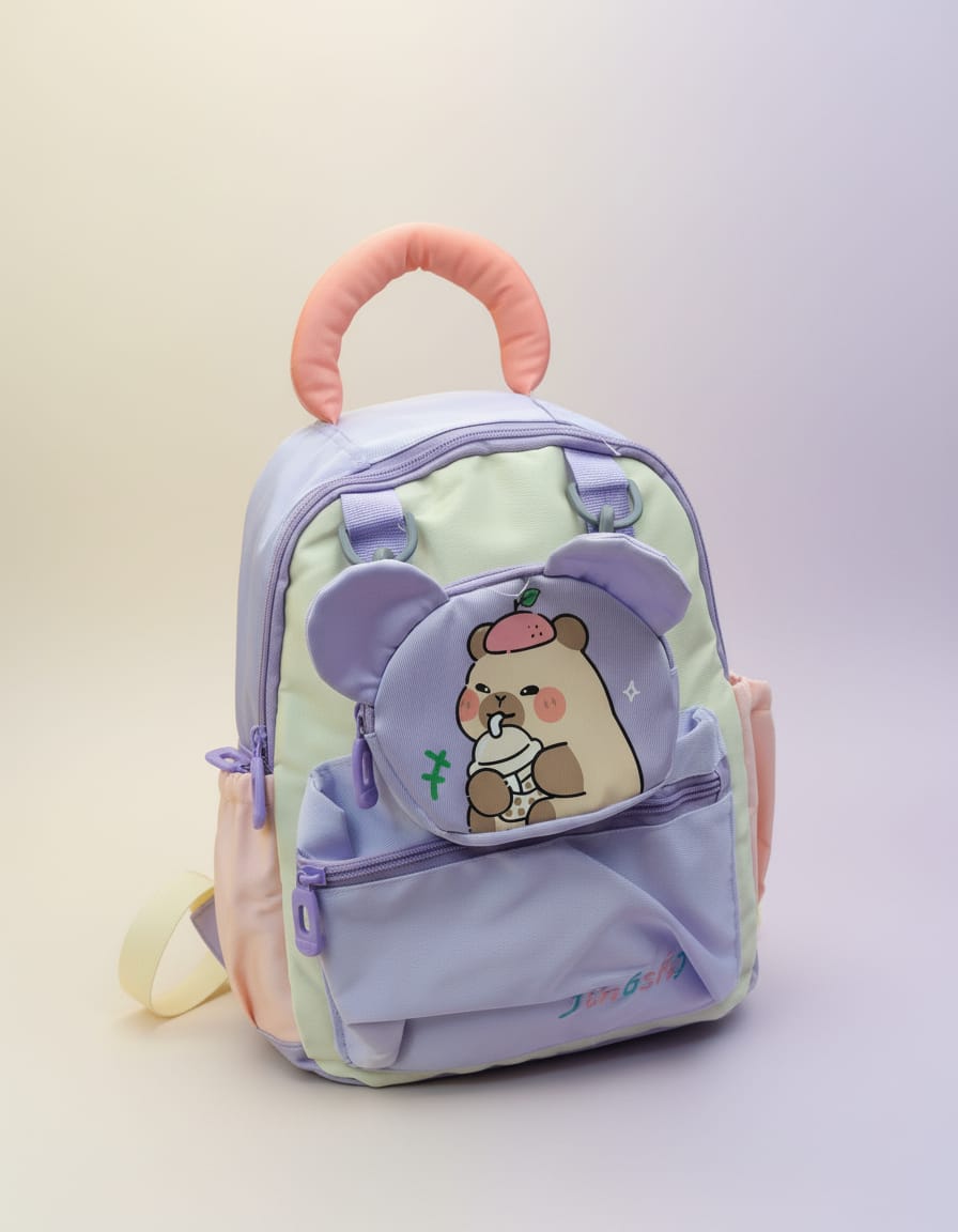 Premium Waterproof Play School Bag for Kids (Playgroup/Nursery) | Cute & Lightweight Backpack with 5 Compartments & Dual Bottle Holders | Comfortable Kids School Bag | Pink