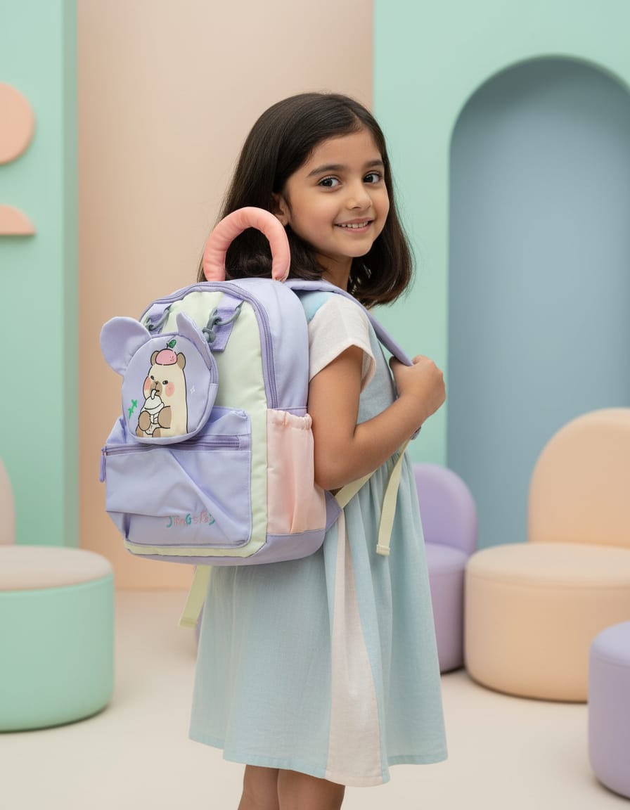 Premium Waterproof Play School Bag for Kids (Playgroup/Nursery) | Cute & Lightweight Backpack with 5 Compartments & Dual Bottle Holders | Comfortable Kids School Bag | Pink
