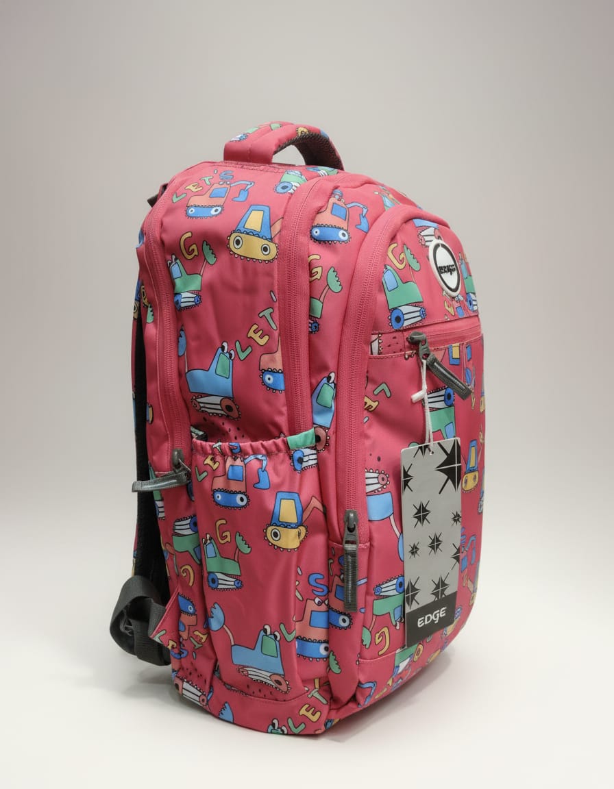 Edge Premium Waterproof School Bag with Laptop Compartment for Girls (Class 6th–10th) | Stylish Backpack with 4 Compartments & Dual Bottle Holders | Large Capacity Pink Bag