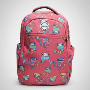 Edge Premium Waterproof School Bag with Laptop Compartment for Girls (Class 6th–10th) | Stylish Backpack with 4 Compartments & Dual Bottle Holders | Large Capacity Pink Bag