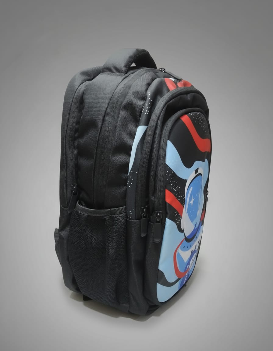 Premium Waterproof School Bag for Kids (Class 1st–2nd) | Spacious Backpack with 4 Compartments & Dual Bottle Holders | Durable Daily Use School Bag | Black