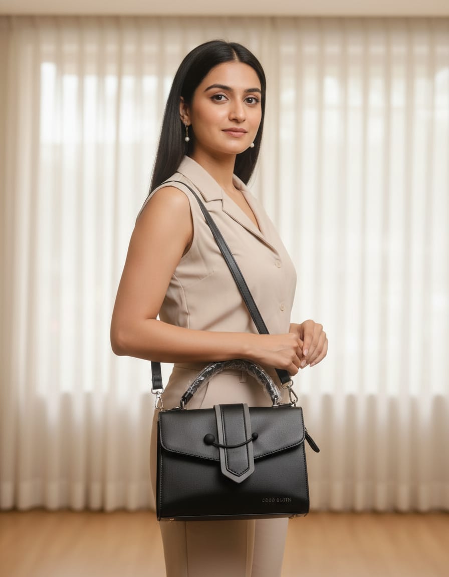 Premium Trendy Sling Bag with Top Handle for Women | Stylish Compact Handbag with 3 Compartments & Zip Closure | Daily Use Side Bag | Black, Grey, Camel, Beige