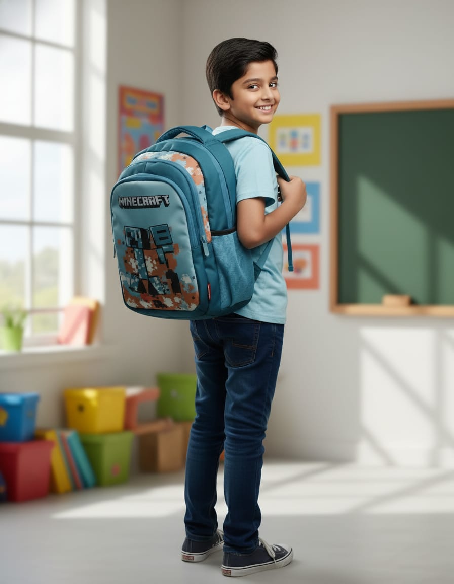 Premium Waterproof School Bag for Kids (Up to Class 2nd) | Spacious Backpack with 4 Compartments & Multi Zips | Durable Daily Use School Bag | Green