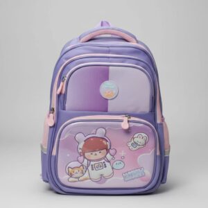 Premium Waterproof School Bag for Kids (Class 2nd–3rd) | Spacious Backpack with 4 Compartments & Smart Storage | Durable Daily Use School Bag | Purple