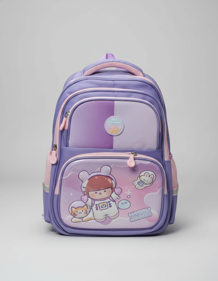 Premium Waterproof School Bag for Kids (Class 2nd–3rd) | Spacious Backpack with 4 Compartments & Smart Storage | Durable Daily Use School Bag | Purple