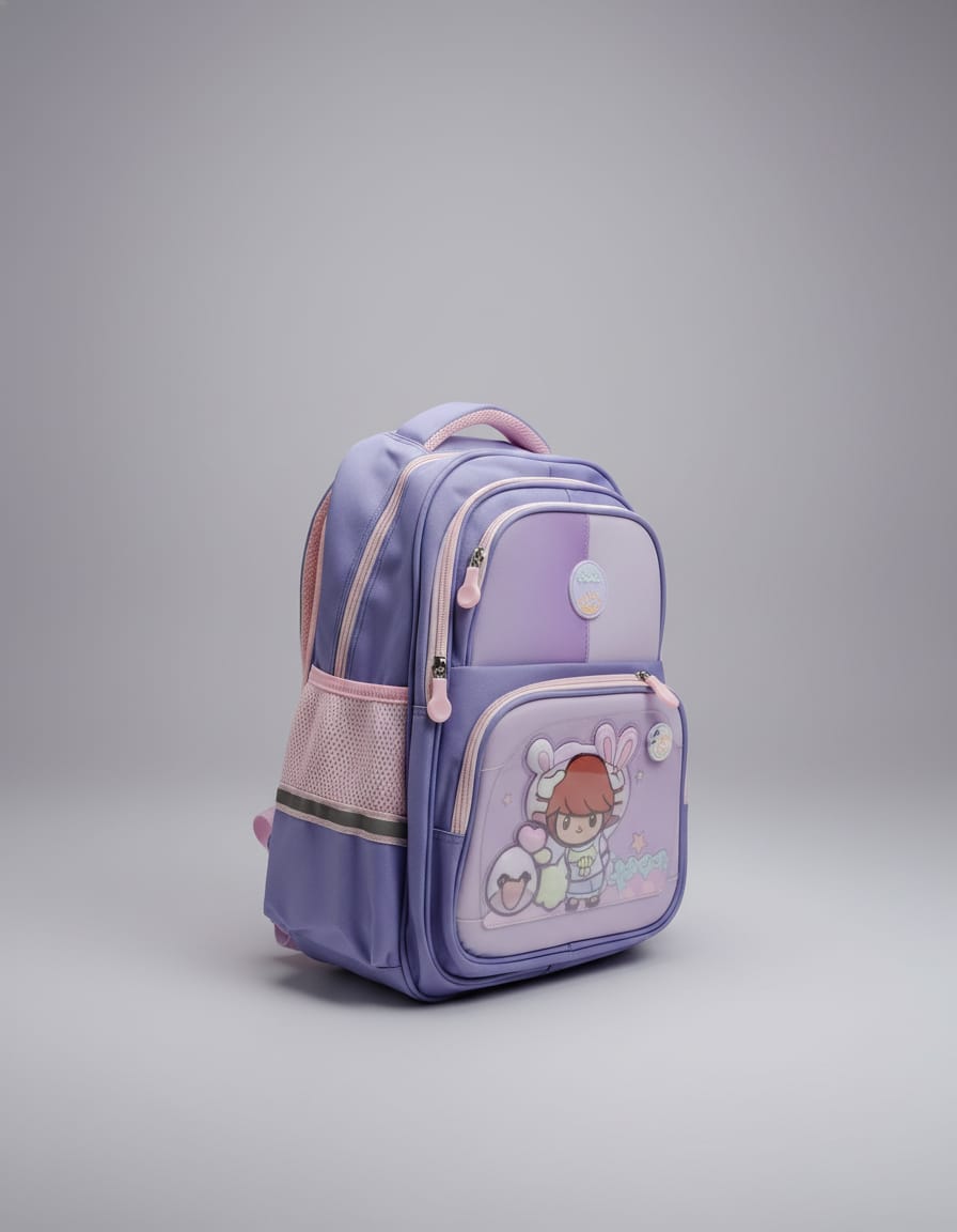 Premium Waterproof School Bag for Kids (Class 2nd–3rd) | Spacious Backpack with 4 Compartments & Smart Storage | Durable Daily Use School Bag | Purple