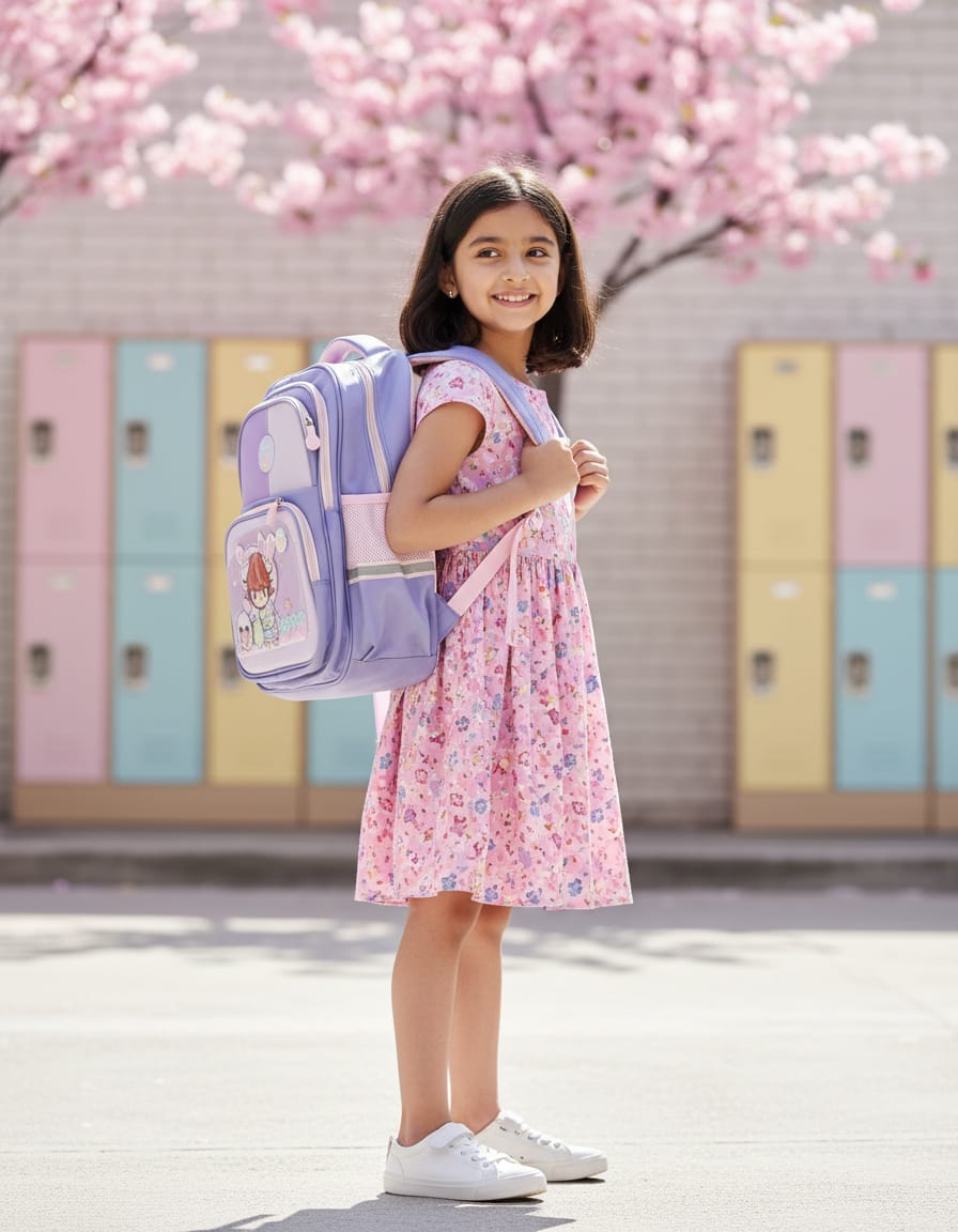 Premium Waterproof School Bag for Kids (Class 2nd–3rd) | Spacious Backpack with 4 Compartments & Smart Storage | Durable Daily Use School Bag | Purple