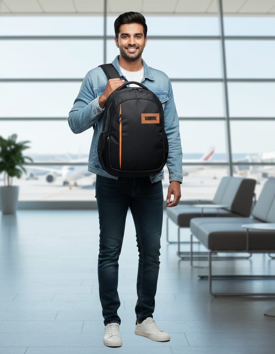 American Style College Backpack with Laptop Compartment for Students (Class 6th–12th) | Premium Durable School & College Bag with 3 Compartments | Stylish Black Laptop Bag