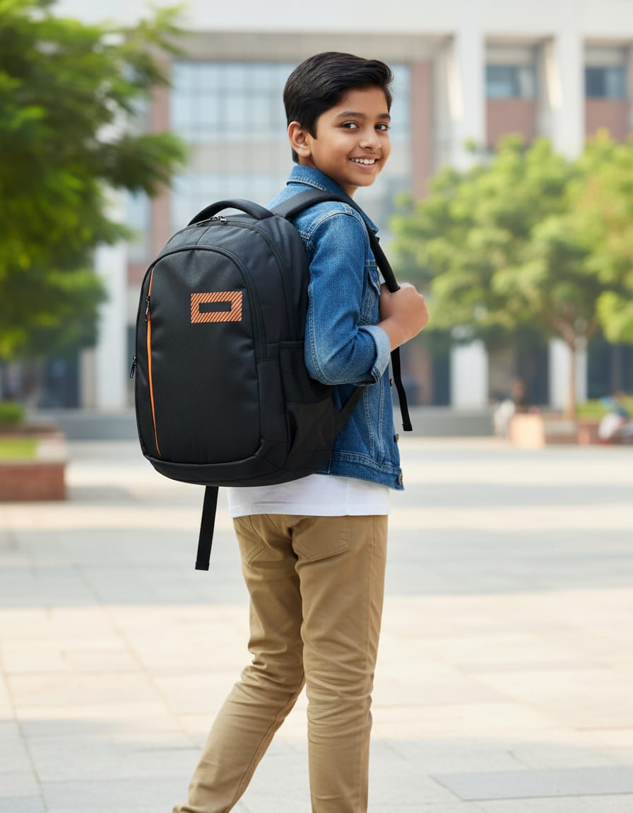 American Style College Backpack with Laptop Compartment for Students (Class 6th–12th) | Premium Durable School & College Bag with 3 Compartments | Stylish Black Laptop Bag