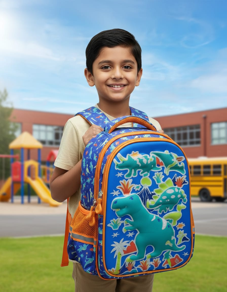 Lightweight School Bag for Kids (Class 1st–2nd) | Compact Backpack with 2 Compartments & Dual Bottle Holders | Comfortable Daily Use School Bag | Blue
