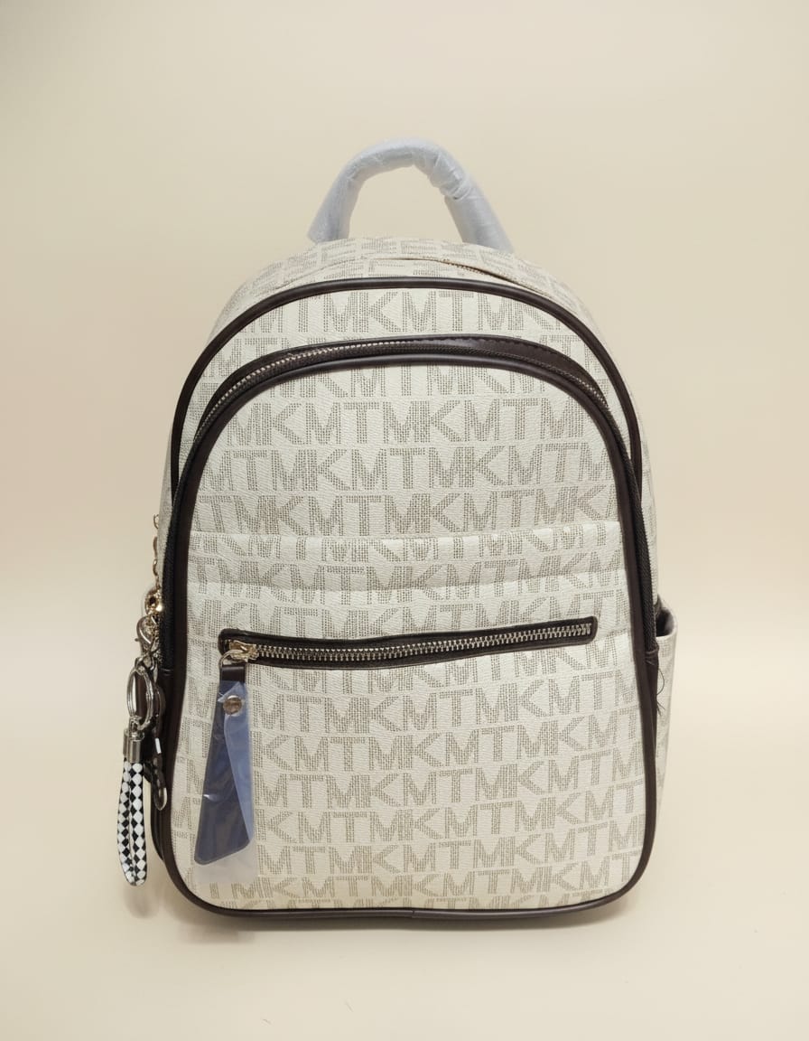 Premium Multi-Use College & Travel Bag with 3 Compartments & Dual Bottle Holders | Durable Backpack with Multi-Zip Storage | Stylish College Kit & Trip Bag | Cream