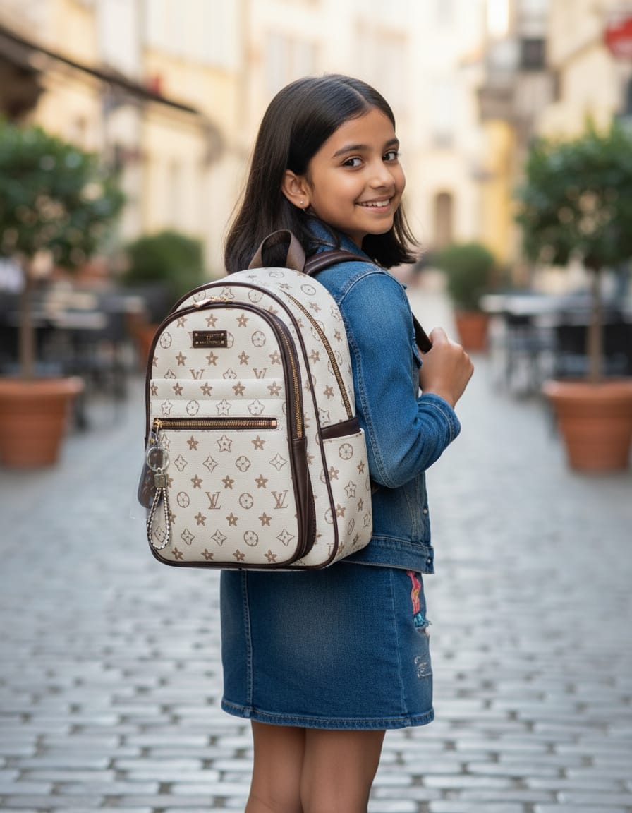 Premium Multi-Use College & Travel Bag with 3 Compartments & Dual Bottle Holders | Stylish Cream Backpack with Multi-Zip Storage | Daily Use College Kit & Trip Bag