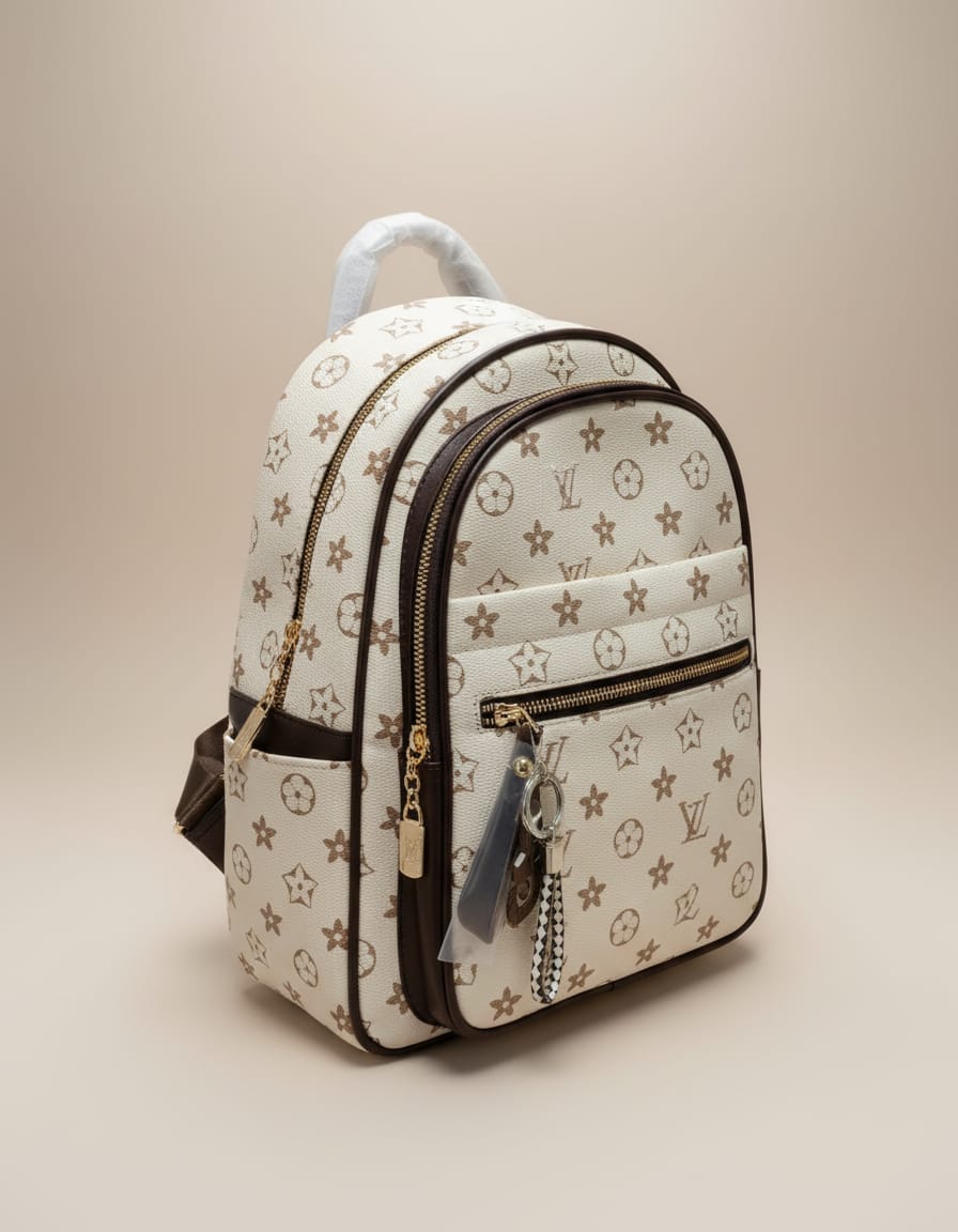 Premium Multi-Use College & Travel Bag with 3 Compartments & Dual Bottle Holders | Stylish Cream Backpack with Multi-Zip Storage | Daily Use College Kit & Trip Bag