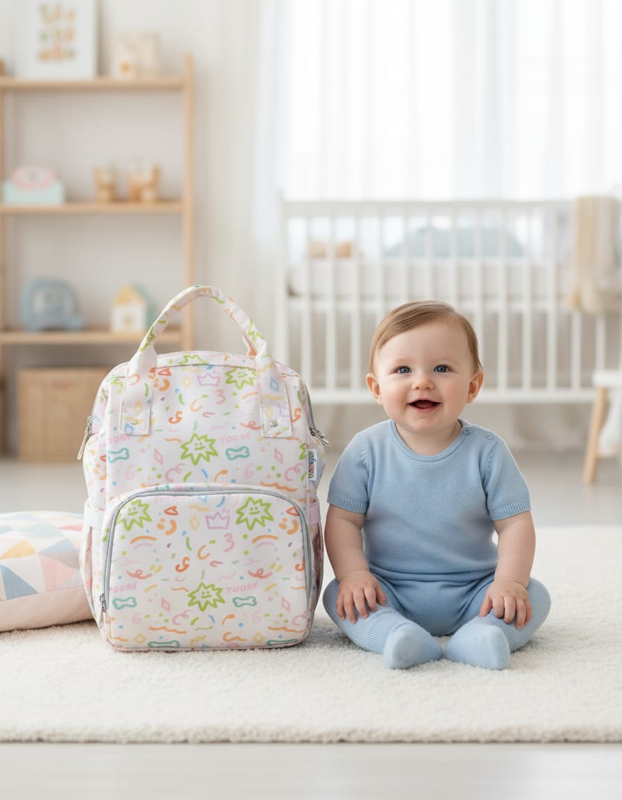 Premium Baby Diaper Bag Backpack for Mothers | Spacious Multi-Compartment Mother Bag with 3 Sections & 4 Inner Pockets | Stylish & Durable Baby Care Bag | Cream