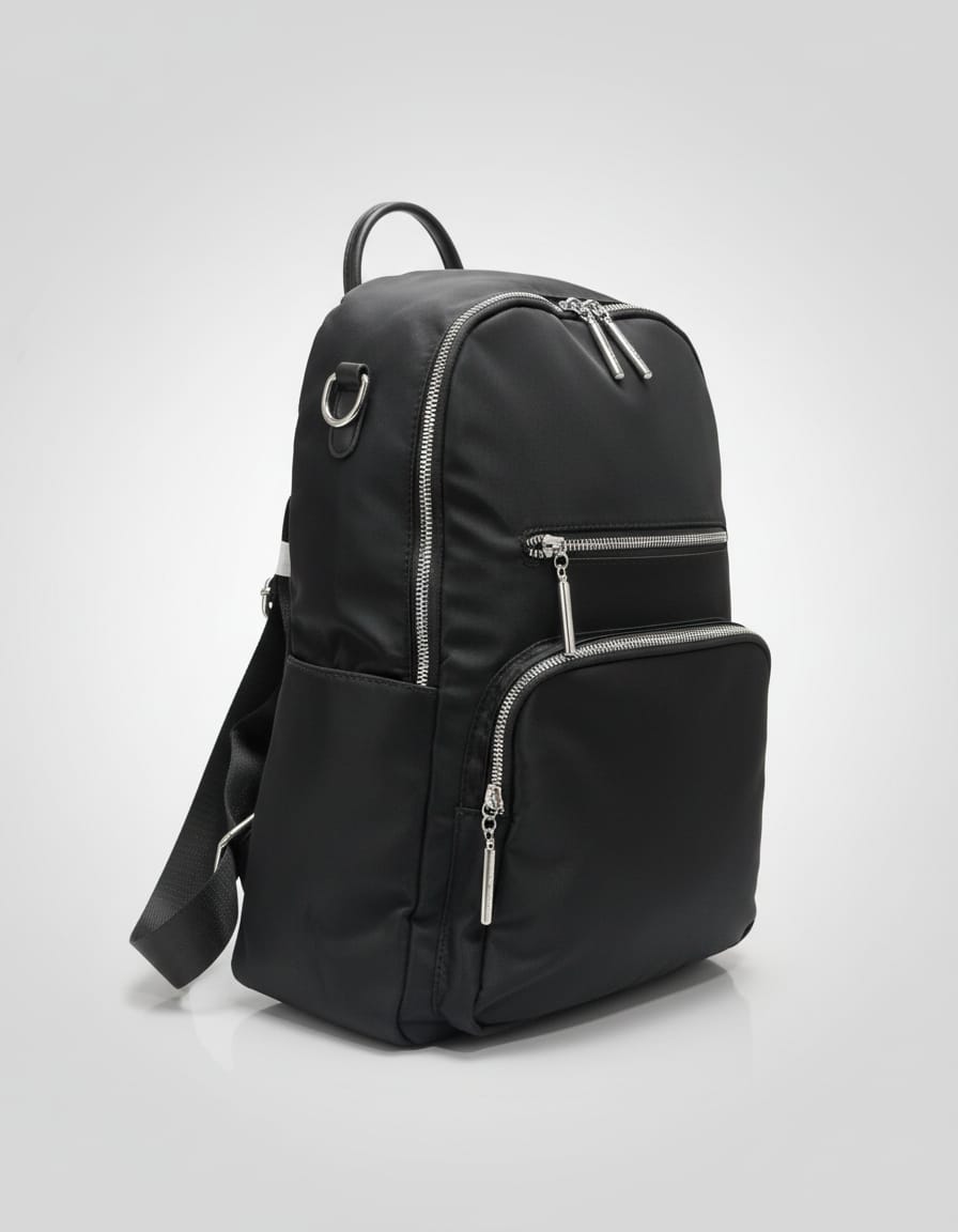 Premium Satin Finish Office & College Backpack for Women | Spacious Black Backpack with 3 Compartments & Inner Pockets | Stylish Daily Use Work Bag