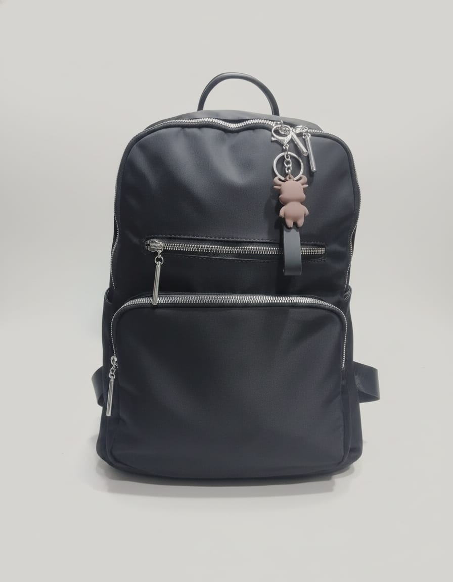 Premium Satin Finish Office & College Backpack for Women | Spacious Black Backpack with 3 Compartments & Inner Pockets | Stylish Daily Use Work Bag